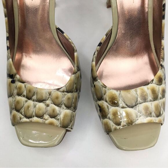 Jessica Simpson JOSETTE Green Reptile Print Leather Open Toe Pimp Heels - Picture 11 of 16